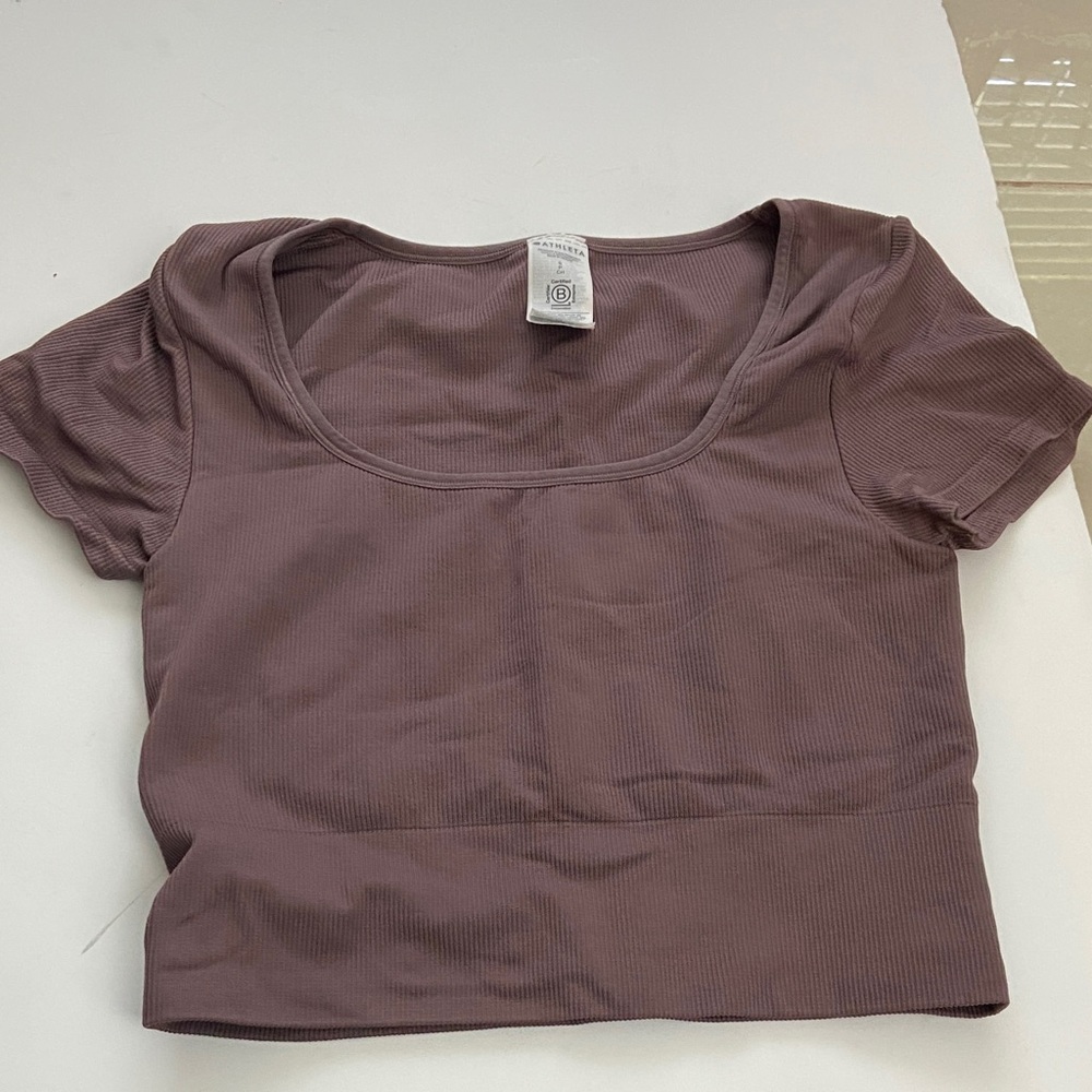 Athleta Mauve brown  Ribbed athletic Crop Top